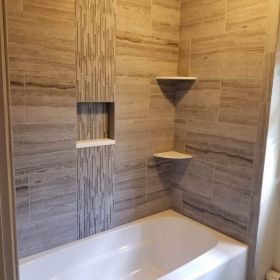 shower with custom niche and corner shelves USE